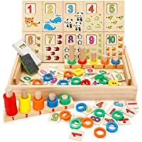 Babyhelen Juegos de Caja de Accesorios Matemático de Madera Aprendizaje para Niños 3-6 Años